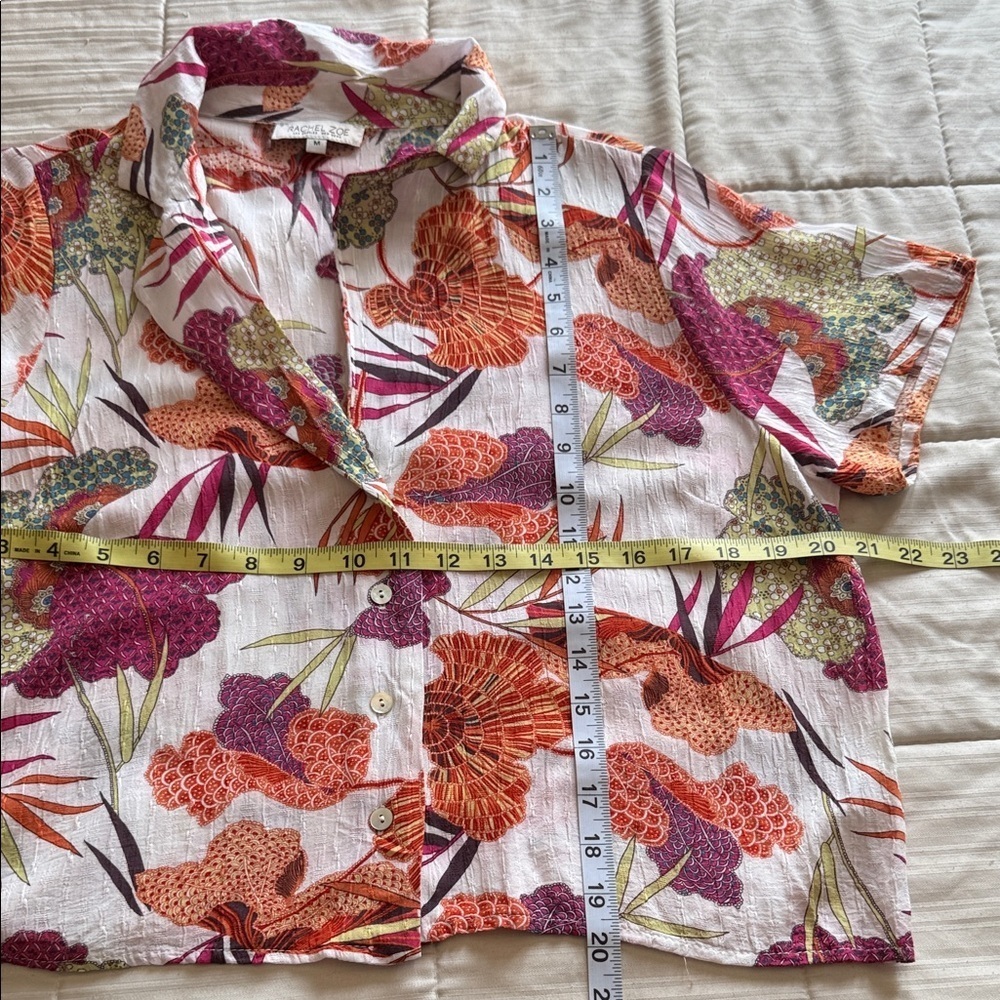 Rachel Zoe Colorful Floral Button-Down Shirt SzM - Picture 6 of 7